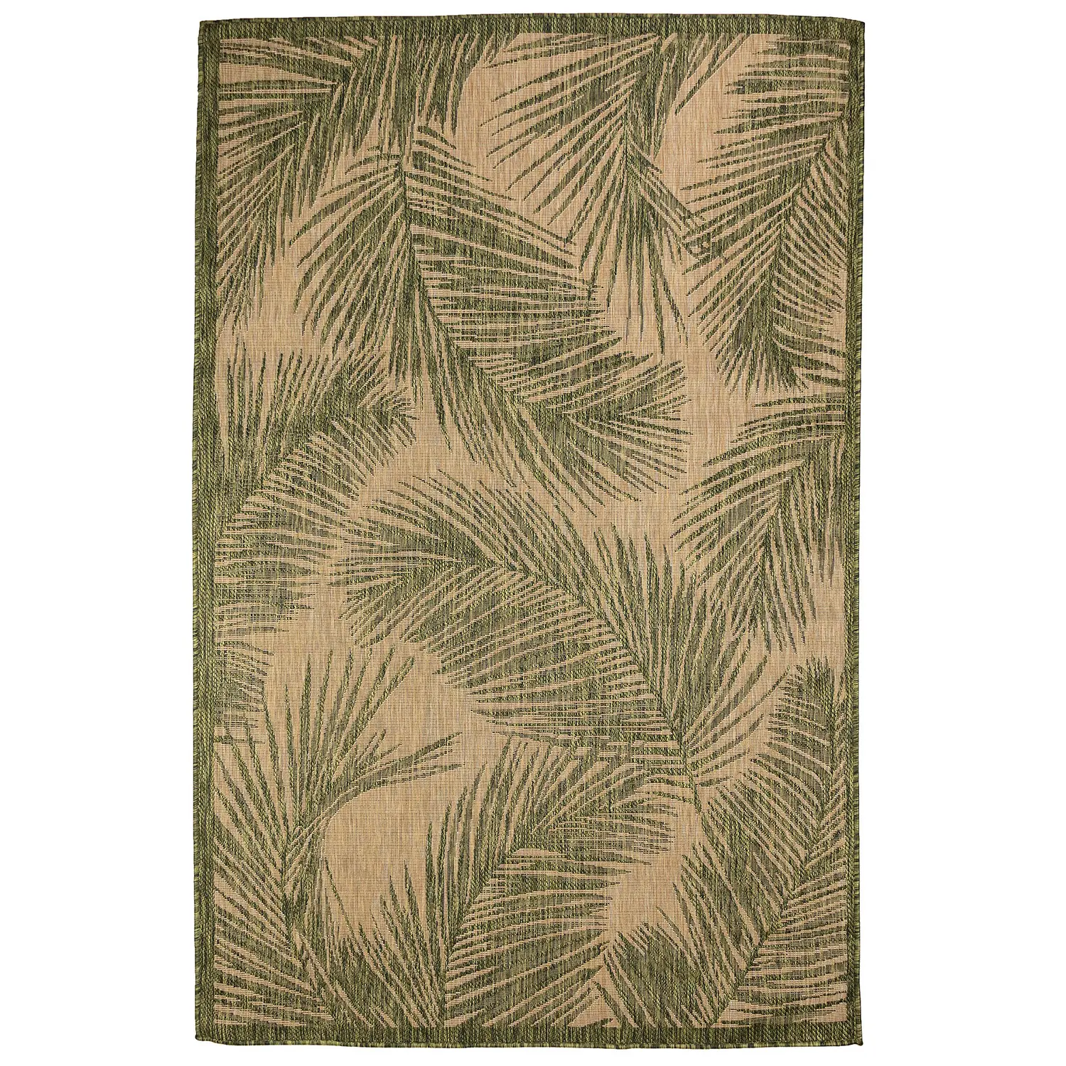 Liora Manne Carmel Low Profile  Easy Care Indoor/Outdoor Woven Rug- Fronds Green