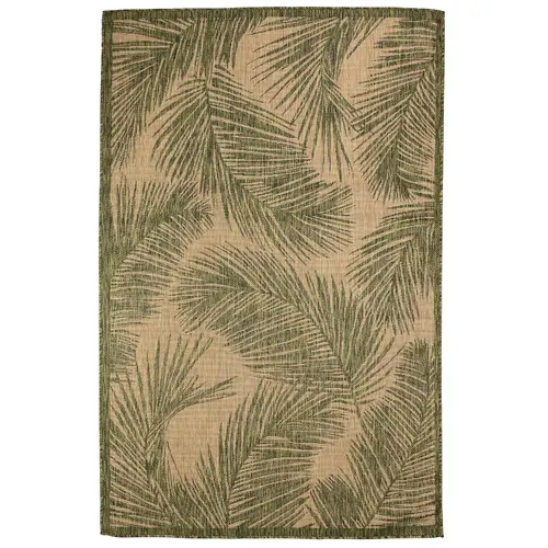 Liora Manne Carmel Low Profile Easy Care Indoor/Outdoor Woven Rug- Fronds Green
