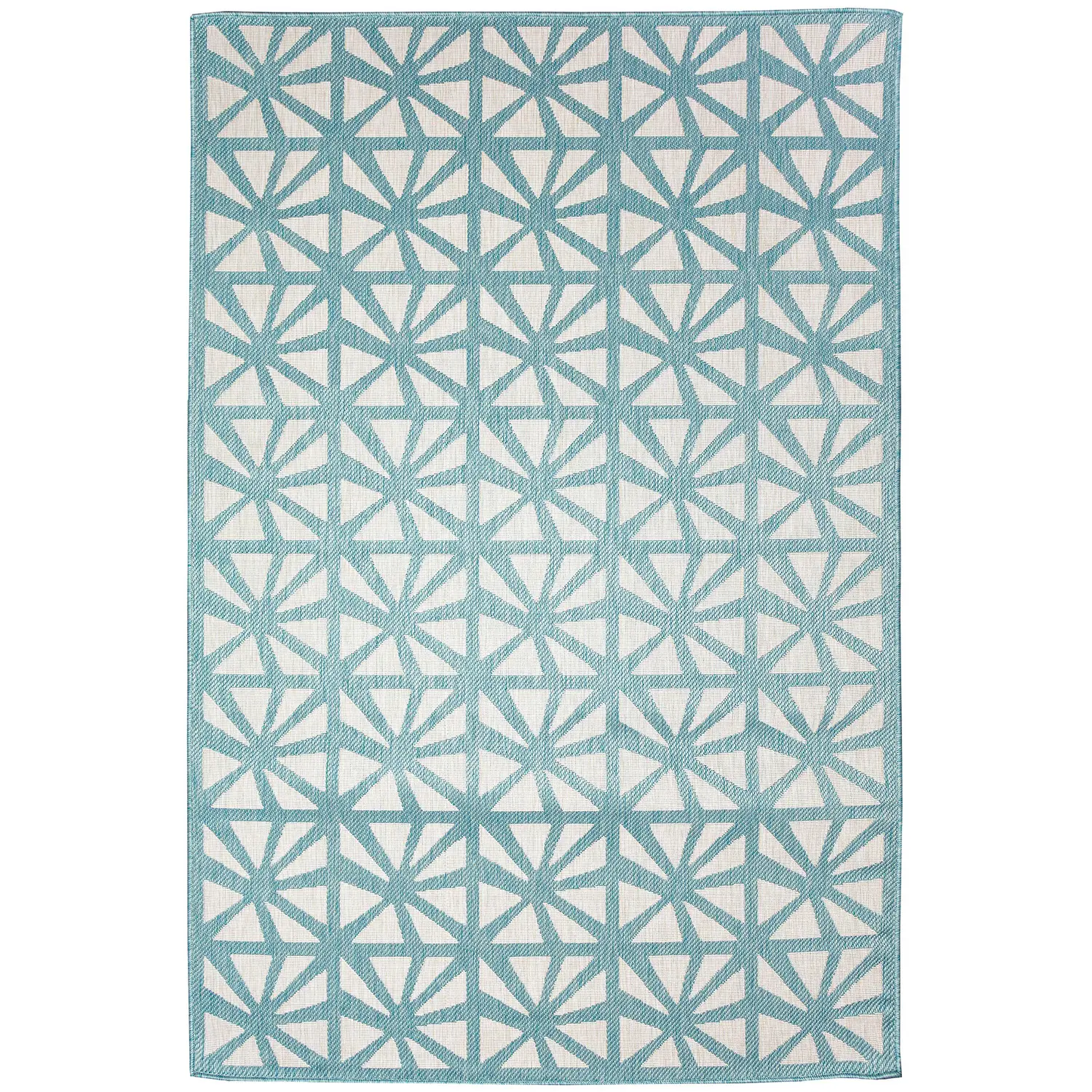 Liora Manne Carmel Low Profile  Easy Care Indoor/Outdoor Woven Rug- Tonga Tile Aqua