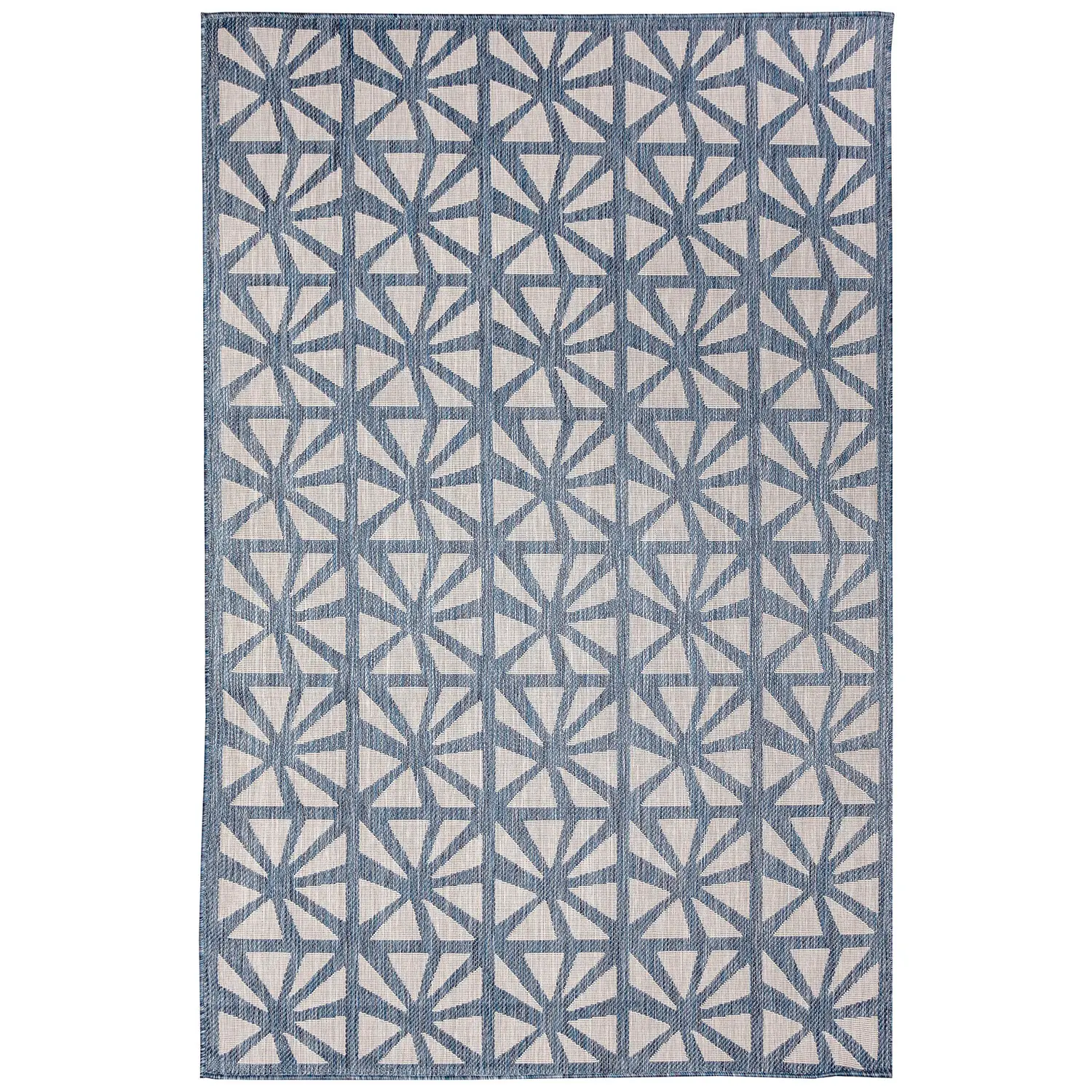 Liora Manne Carmel Low Profile  Easy Care Indoor/Outdoor Woven Rug- Tonga Tile Navy