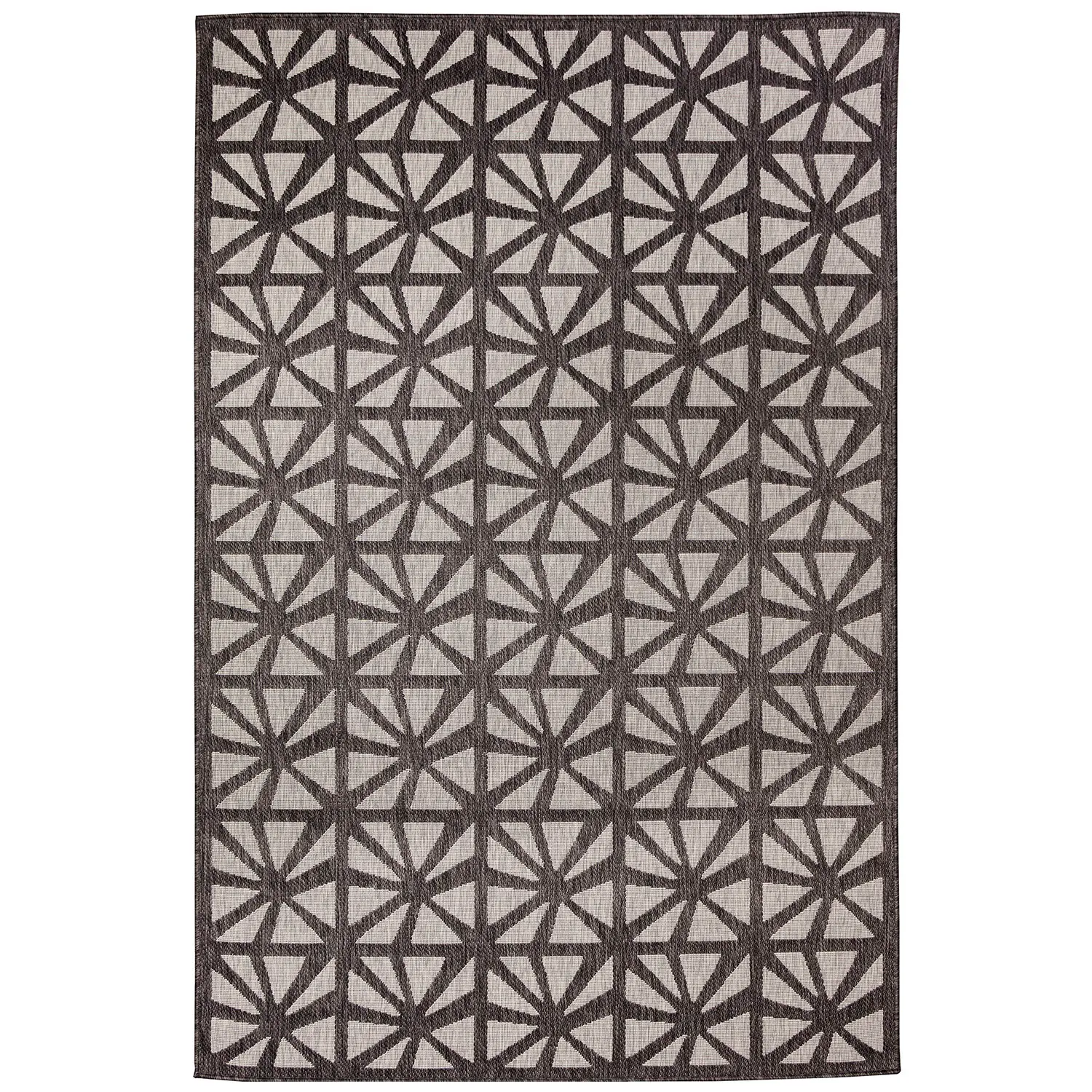 Liora Manne Carmel Low Profile  Easy Care Indoor/Outdoor Woven Rug- Tonga Tile Black