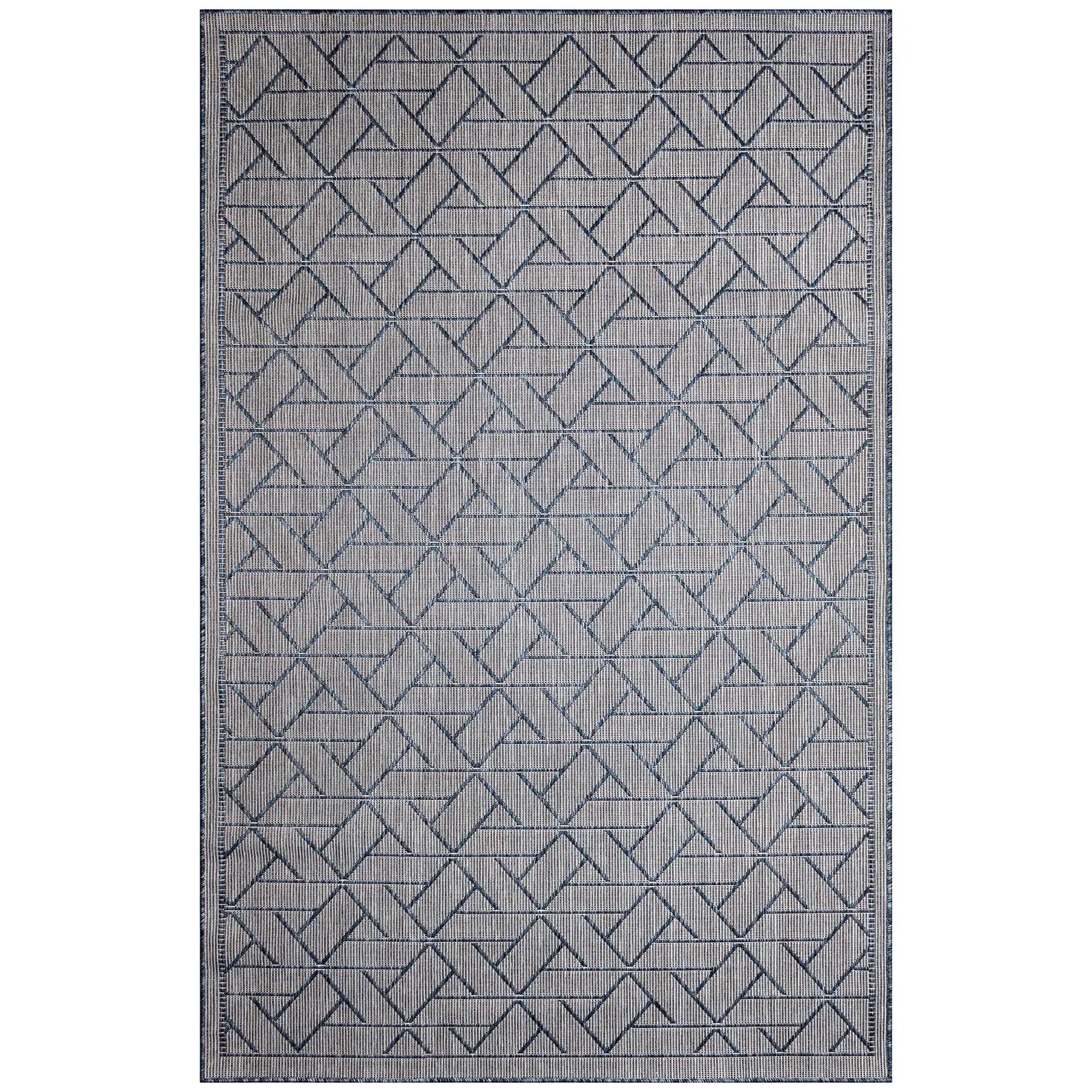Liora Manne Carmel Low Profile  Easy Care Indoor/Outdoor Woven Rug- Pyramid Navy