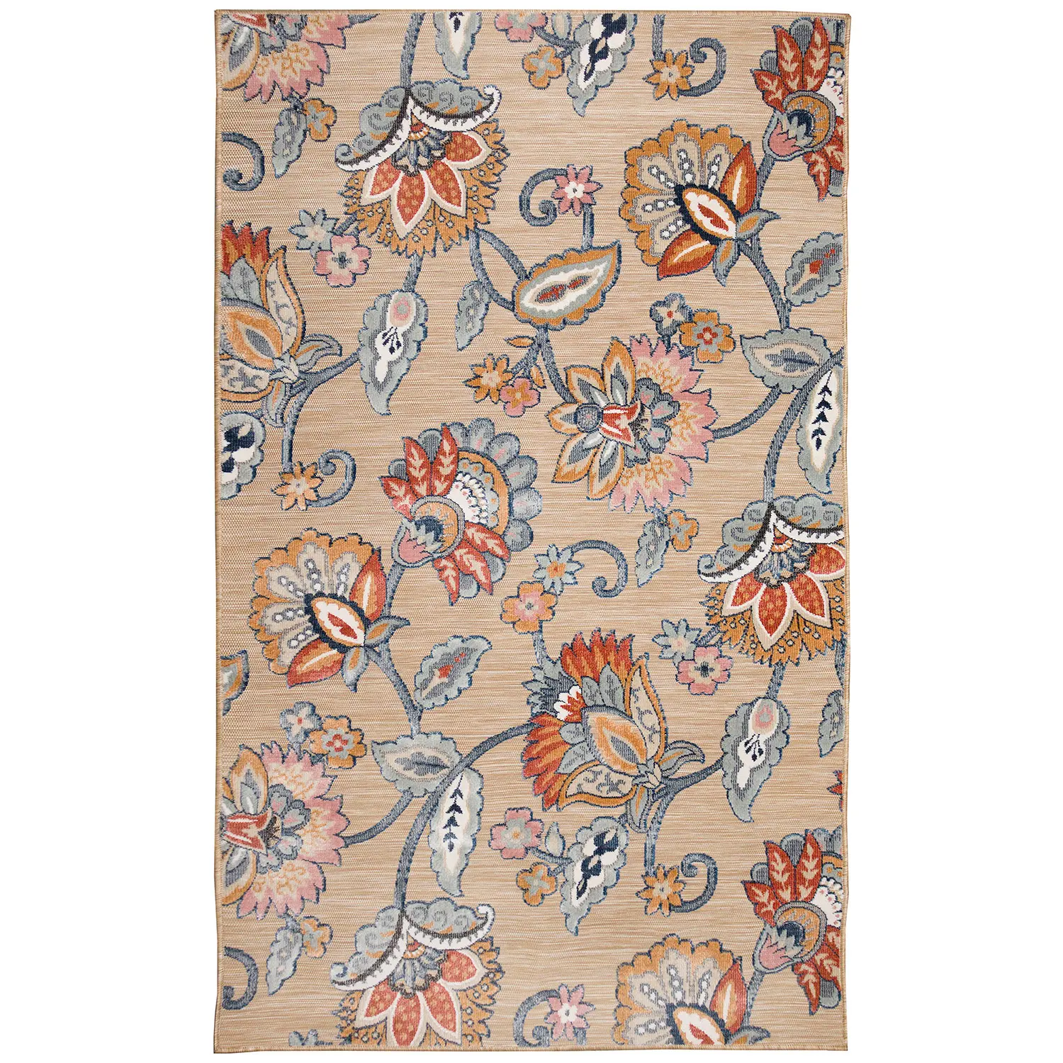 Liora Manne Canyon Low Profile Easy Care Rectangular Weather Resistant Rug-Floral, Ornamental Flower