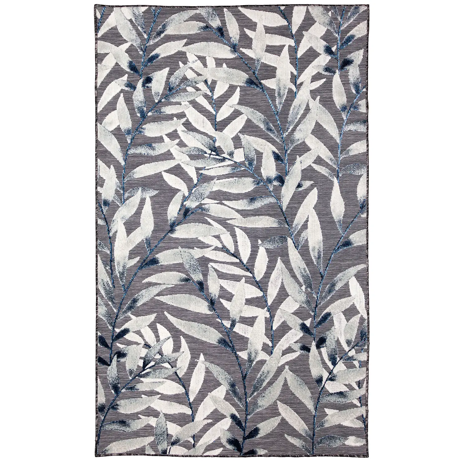 Liora Manne Canyon Low Profile Easy Care Rectangular Weather Resistant Rug-Botanical, Vines Charcoal