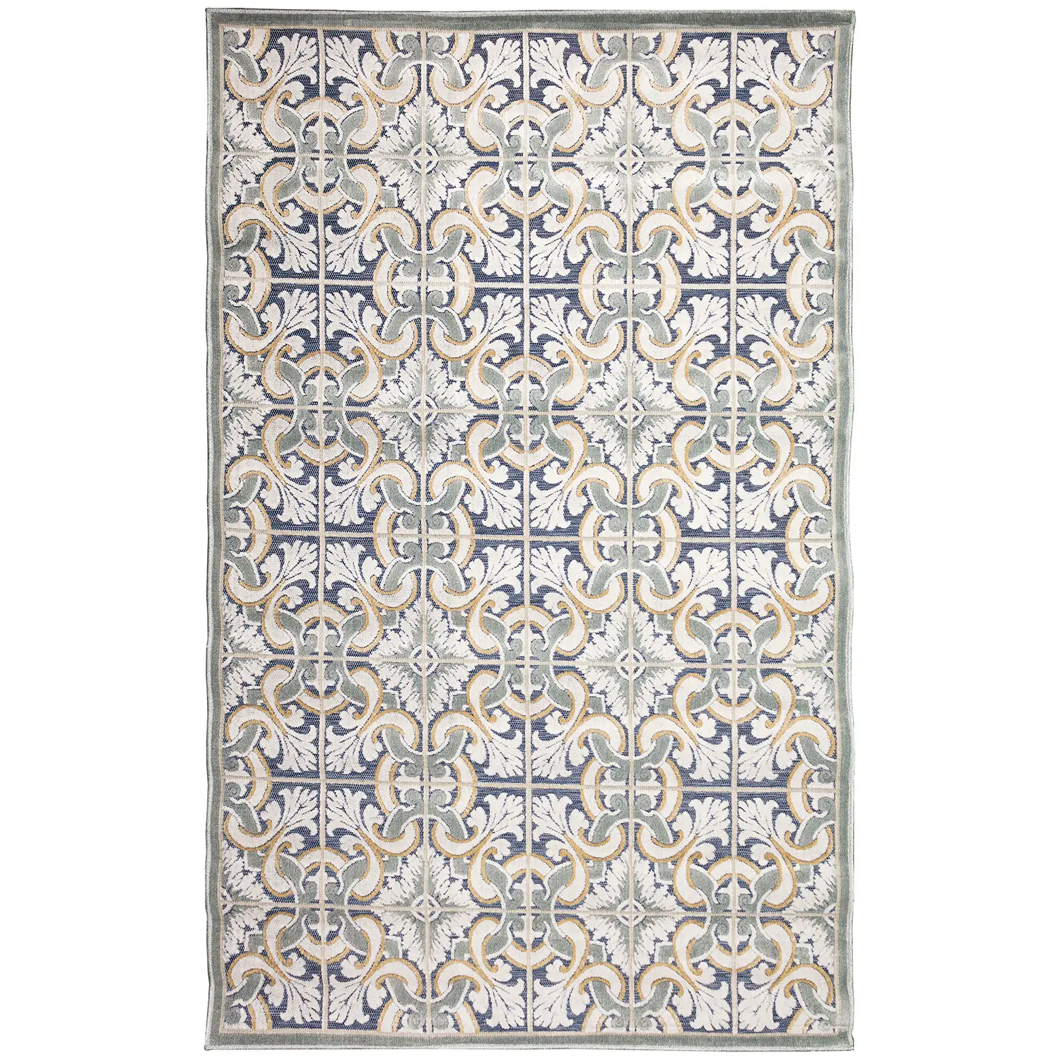 Liora Manne Canyon Low Profile Easy Care Rectangular Weather Resistant Rug-Geometric, Floral Tile Na