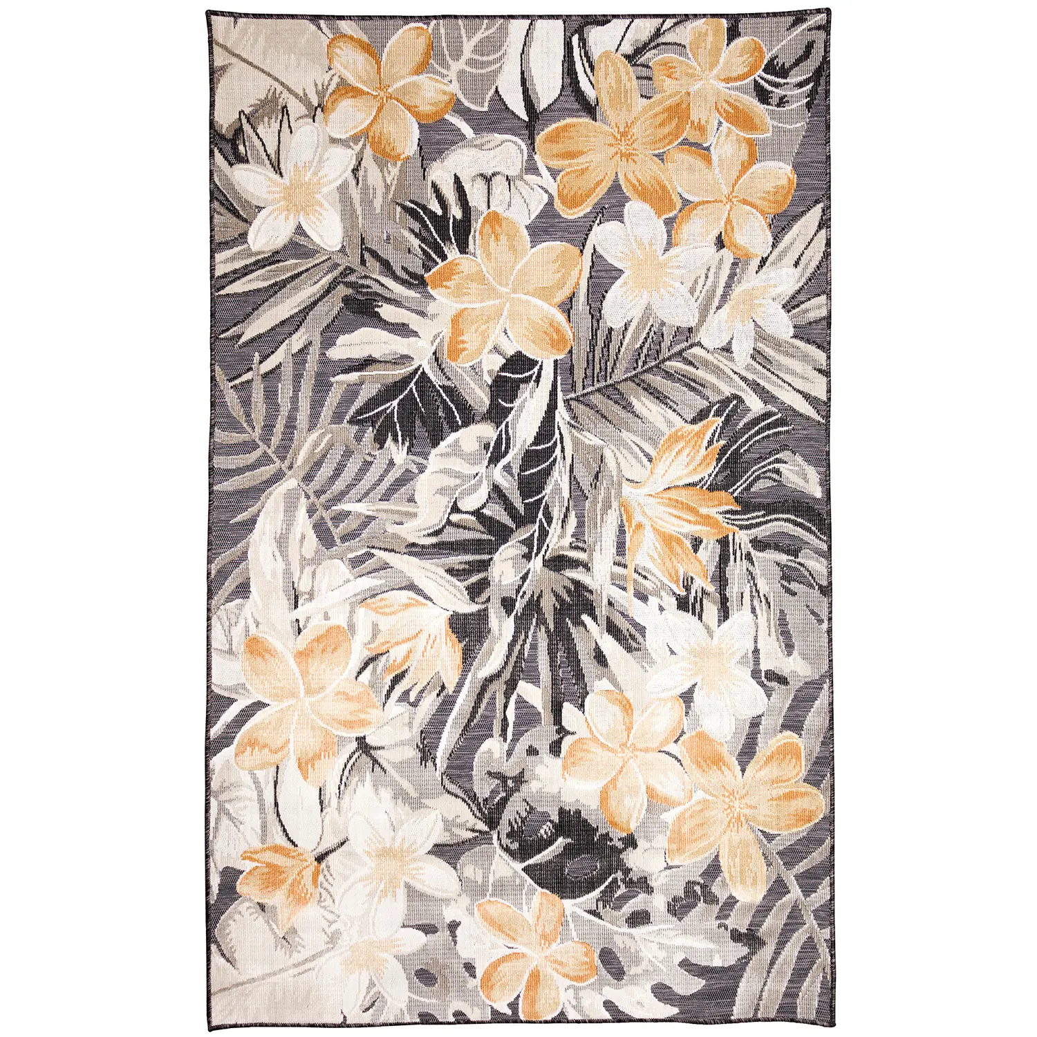 Liora Manne Canyon Low Profile Easy Care Rectangular Weather Resistant Rug-Floral, Paradise Charcoal