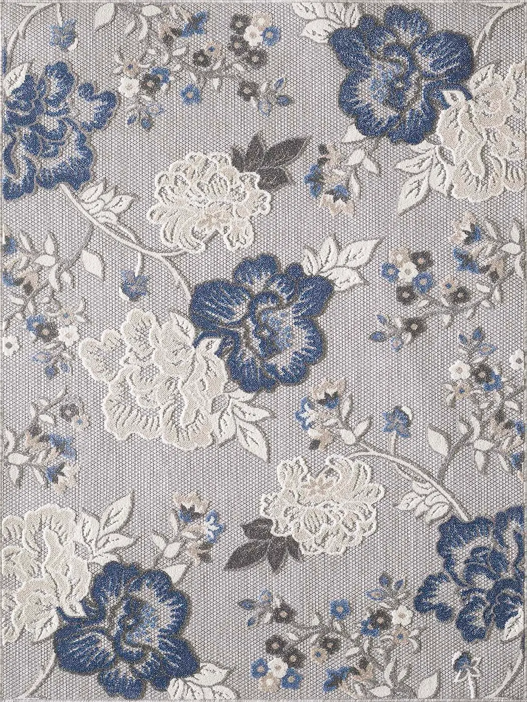 Calla 6938 Grey/Blue Floral Vine Area Rug
