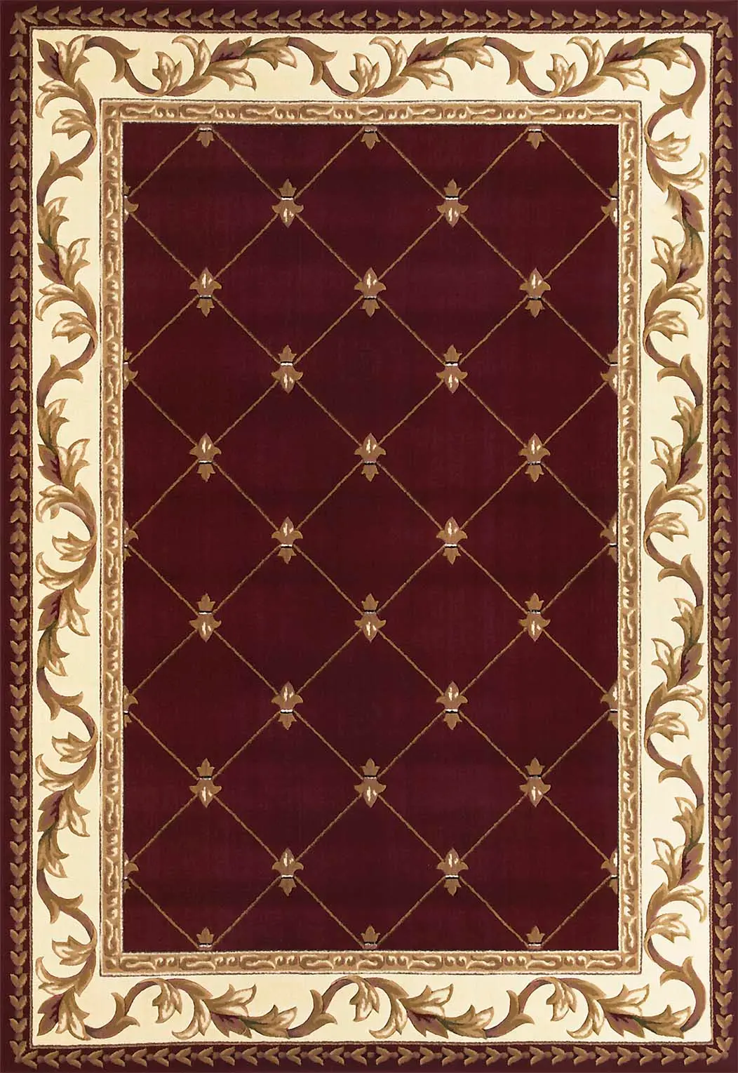 Corinthian 5319 Red Fleur-De-Lis Area Rug