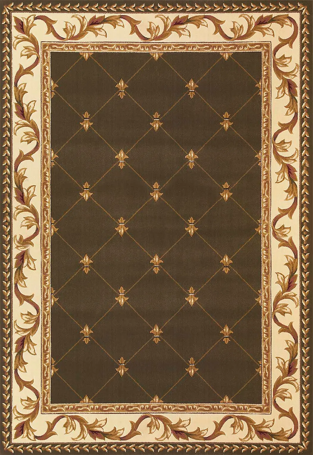 Corinthian 5323 Green Fleur-De-Lis Area Rug