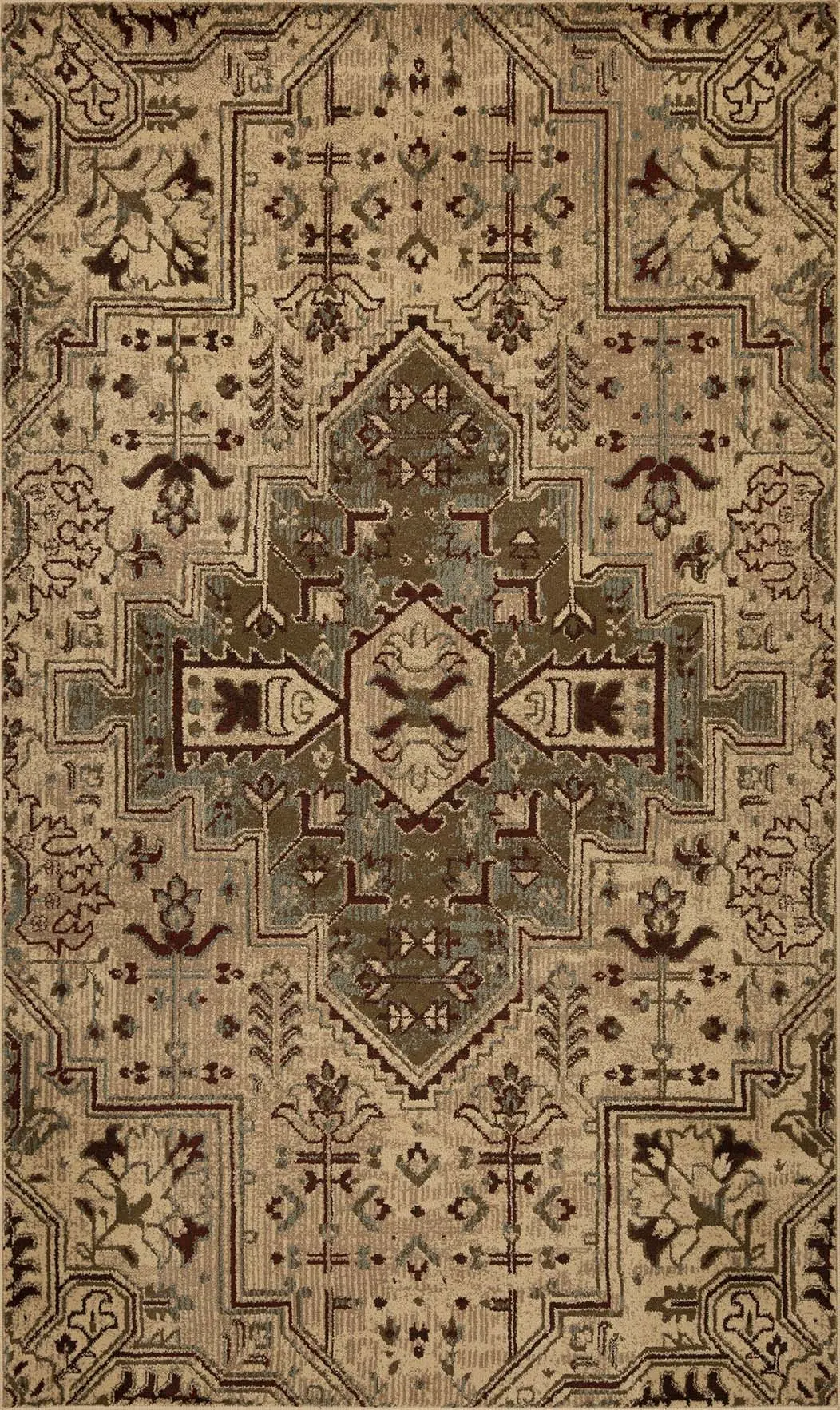 Heritage 9374 Ivory/Blue Medallion Area Rug Product Image