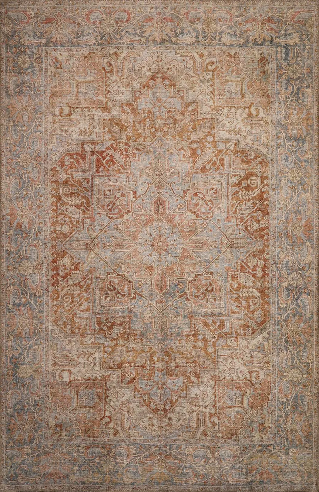 London 4801 Rust Blue Serena Area Rug Product Image