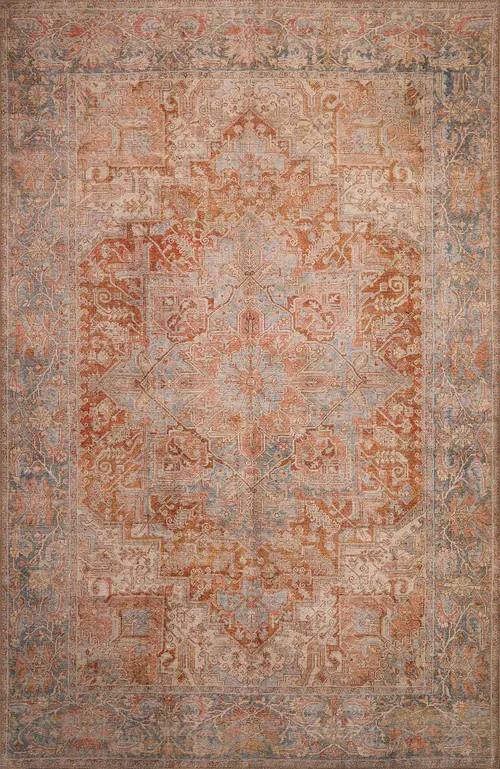 London 4801 Rust Blue Serena Area Rug