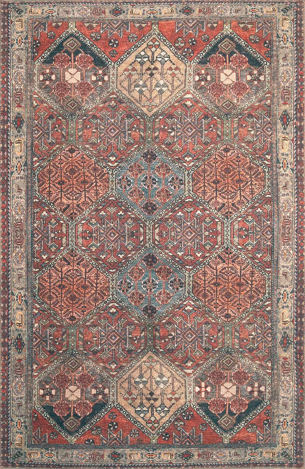 London 4807 Multicolor Panel Area Rug