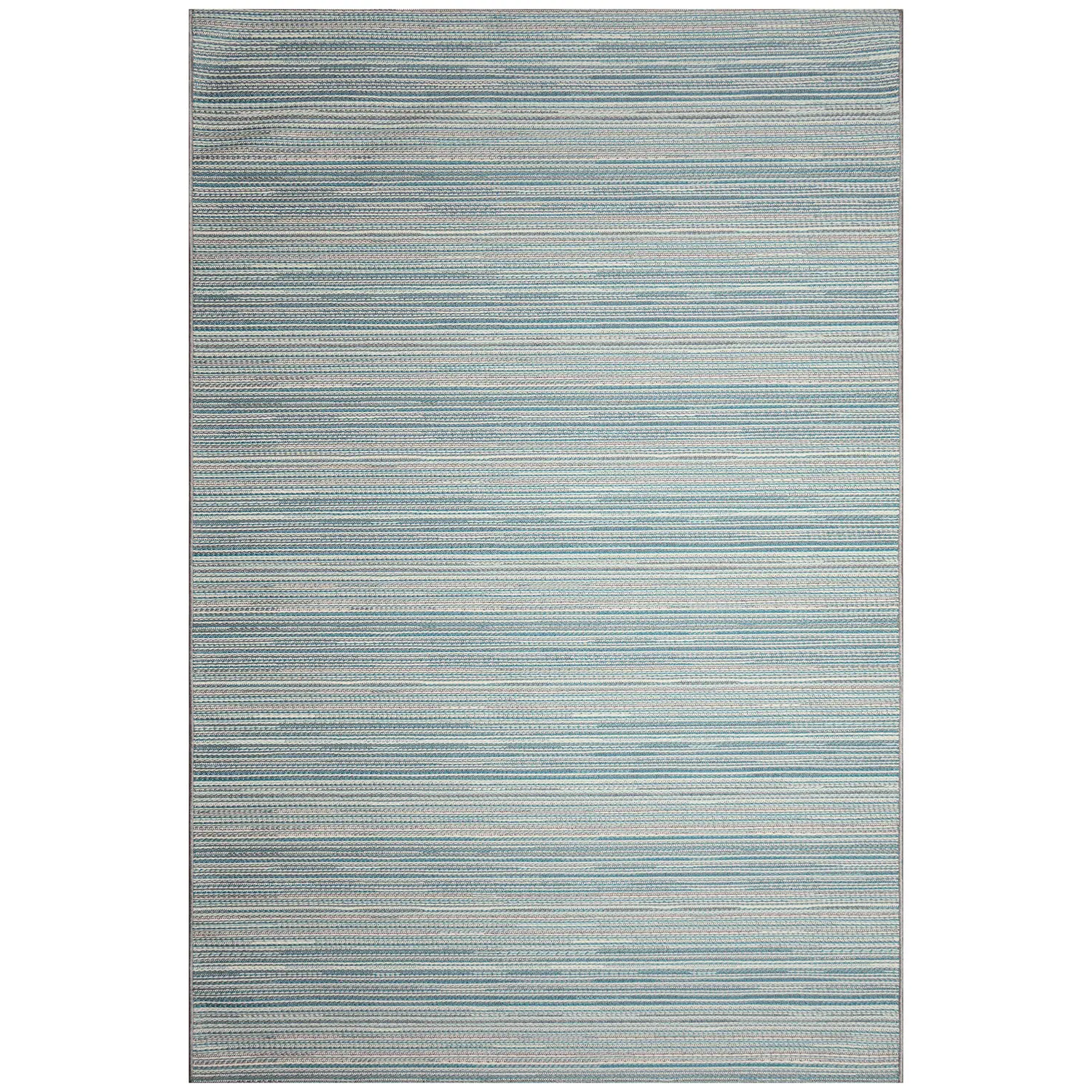 Liora Manne Miranda Machine Washable Non-Slip Woven Indoor/Outdoor Rug- Tweed Stripe Aqua Product Image
