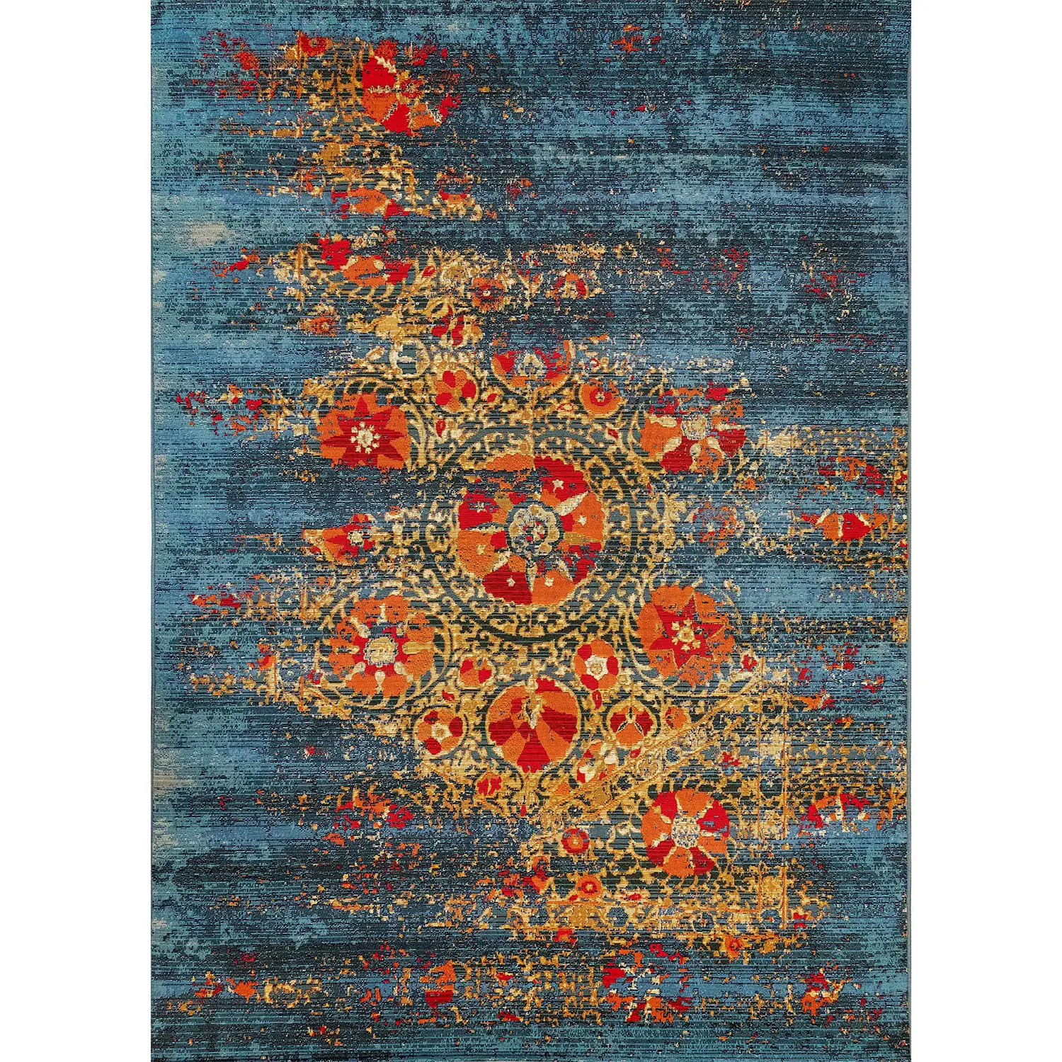 Liora Manne Marina Low Profile  Durable Indoor/Outdoor Woven Rug- Suzanie Blue