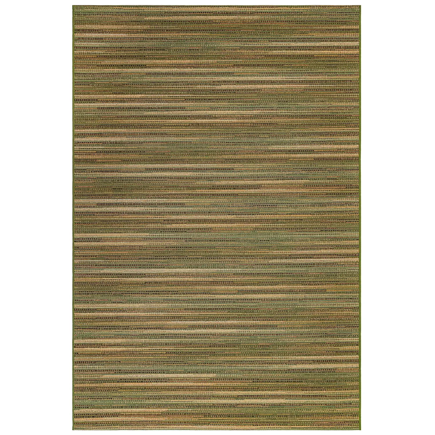 Liora Manne Marina Low Profile  Durable Indoor/Outdoor Woven Rug- Stripes Green