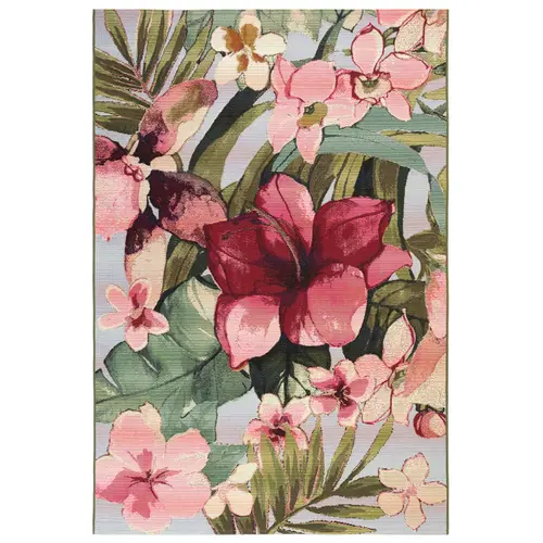 Liora Manne Marina Low Profile Durable Indoor/Outdoor Woven Rug- Tropical Floral Multi