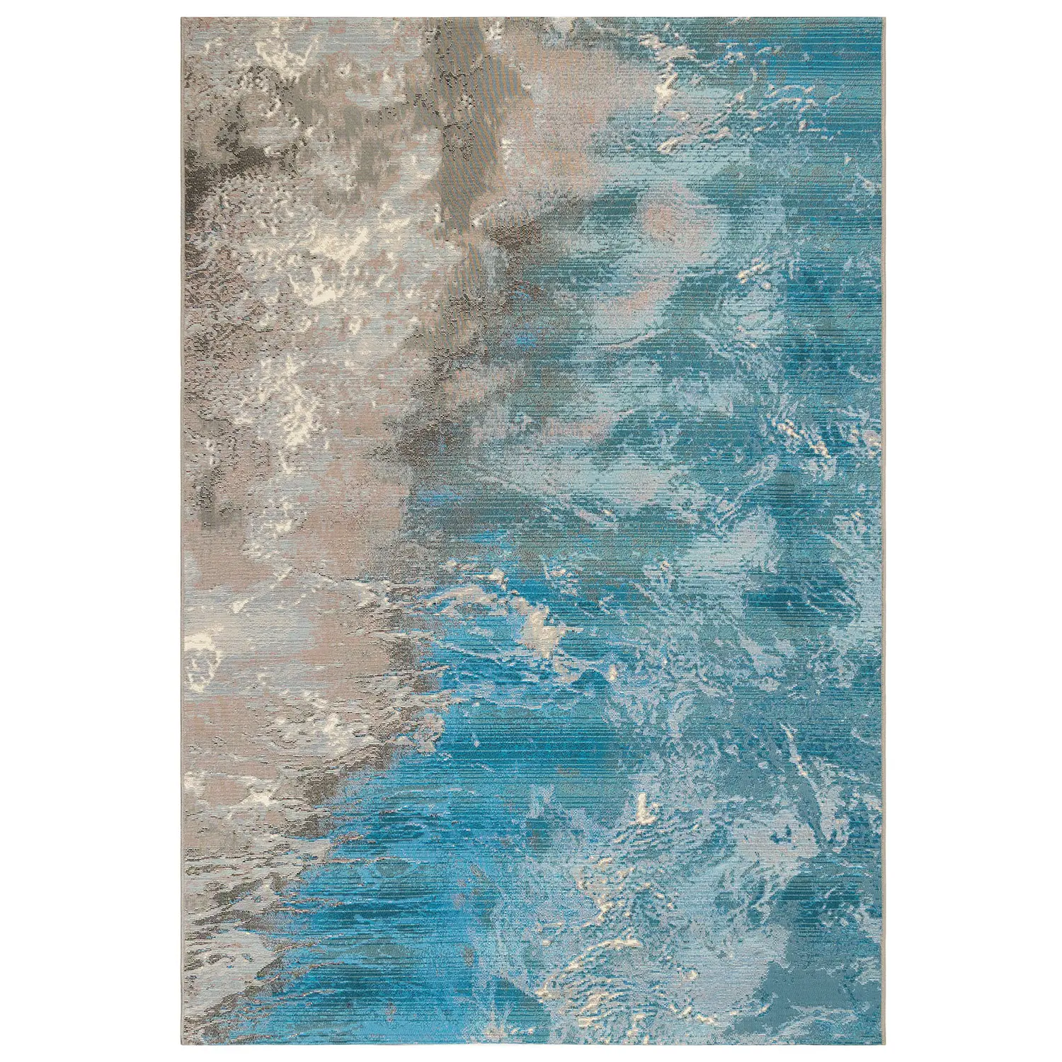 Liora Manne Marina Low Profile  Durable Indoor/Outdoor Woven Rug- Surf Ocean