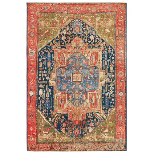 Liora Manne Marina Low Profile Durable Indoor/Outdoor Woven Rug- Heriz Red