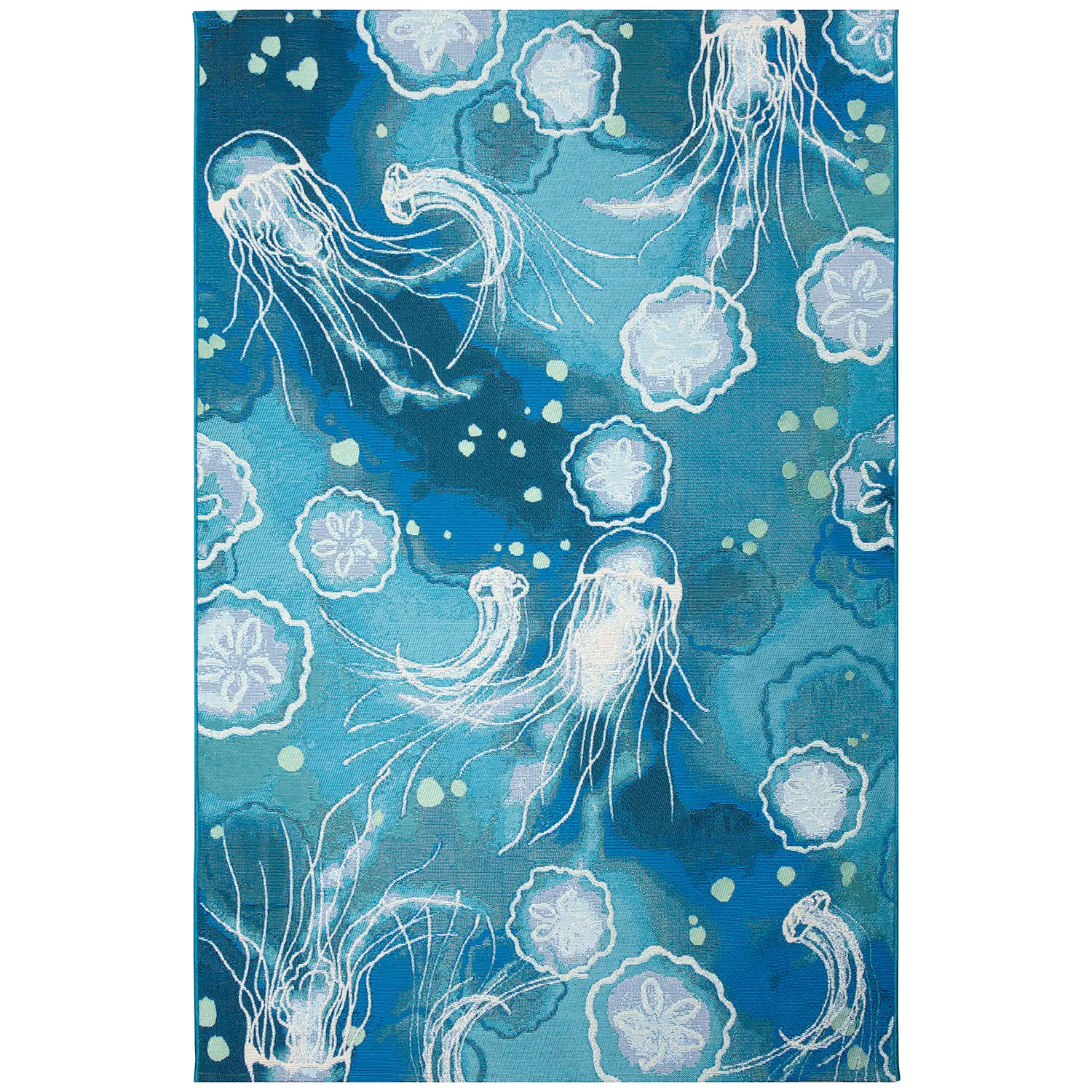 Liora Manne Marina Low Profile  Durable Indoor/Outdoor Woven Rug- Jelly Fish Bloom