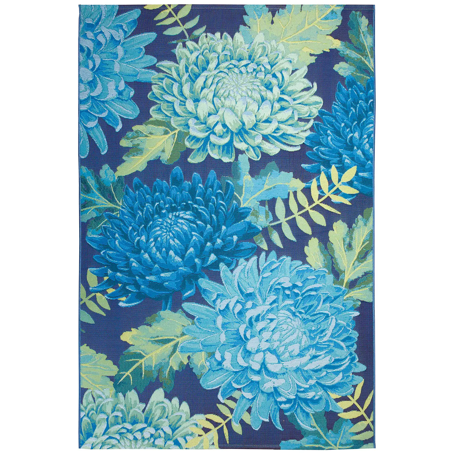Liora Manne Marina Low Profile  Durable Indoor/Outdoor Woven Rug- Mum Blue