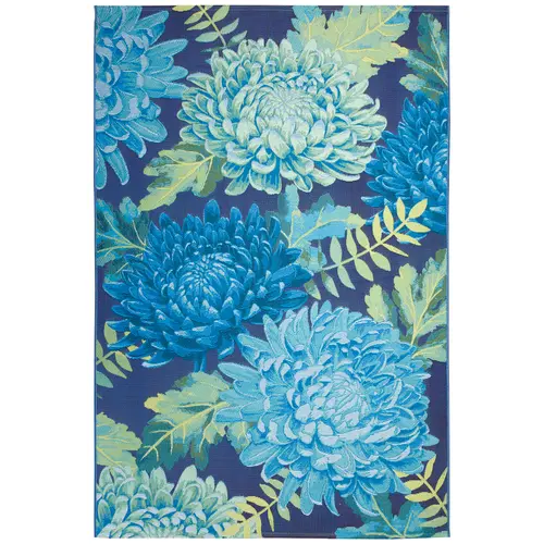 Liora Manne Marina Low Profile Durable Indoor/Outdoor Woven Rug- Mum Blue