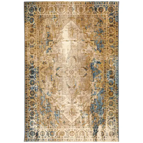 Liora Manne Marina Low Profile Durable Indoor/Outdoor Woven Rug- Medallion Blue
