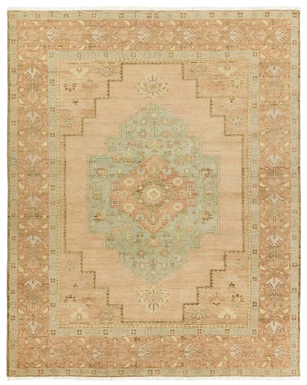 Jaipur Living Hasina Hand-Knotted Medallion Tan/ Sage Area Rug