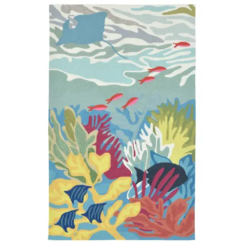 Liora Manne Ravella Indoor/Outdoor Durable Hand-Tufted UV Stabilized Rug- Ocean View Blue