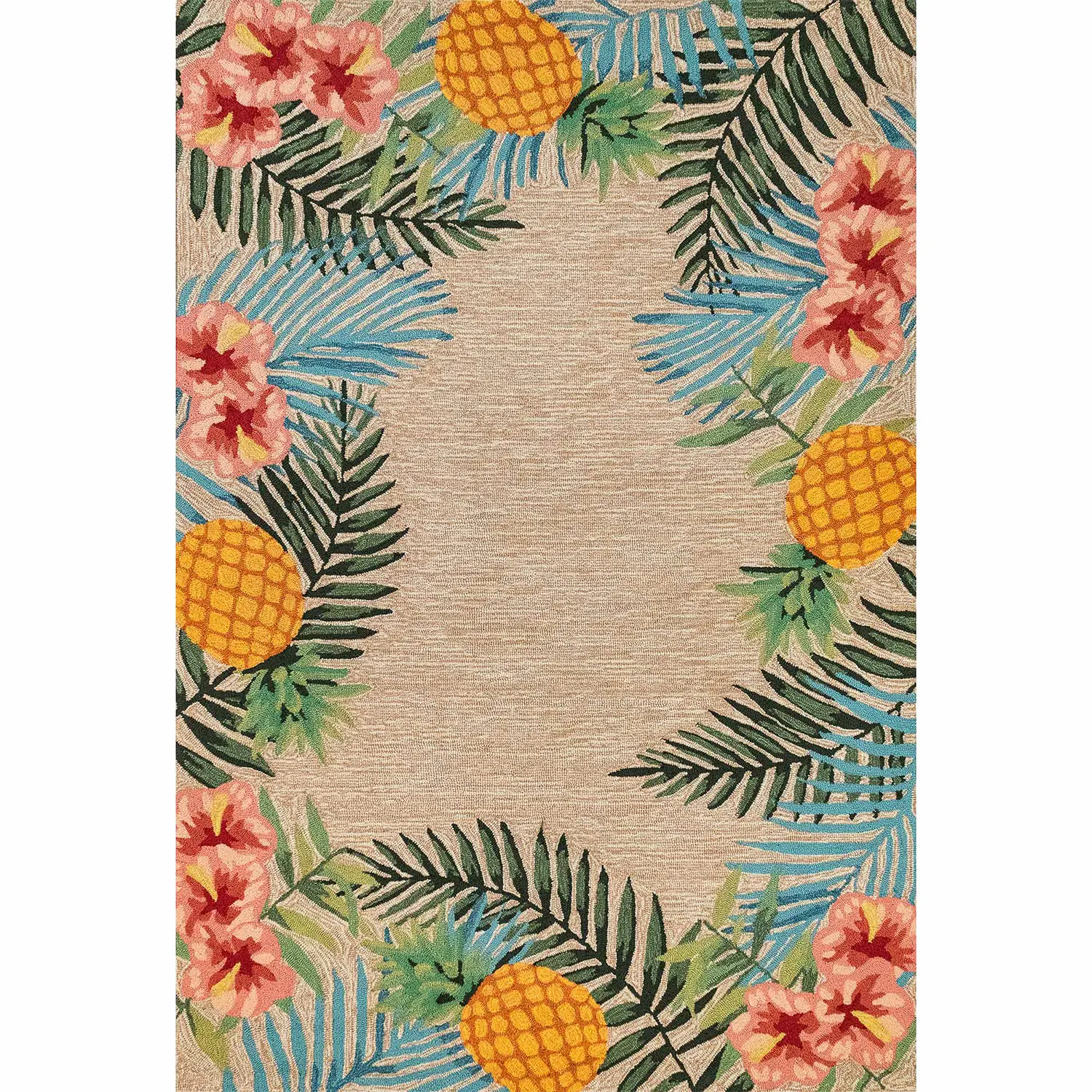 Liora Manne Ravella Indoor/Outdoor Durable Hand-Tufted  UV Stabilized Rug- Tropical Neutral