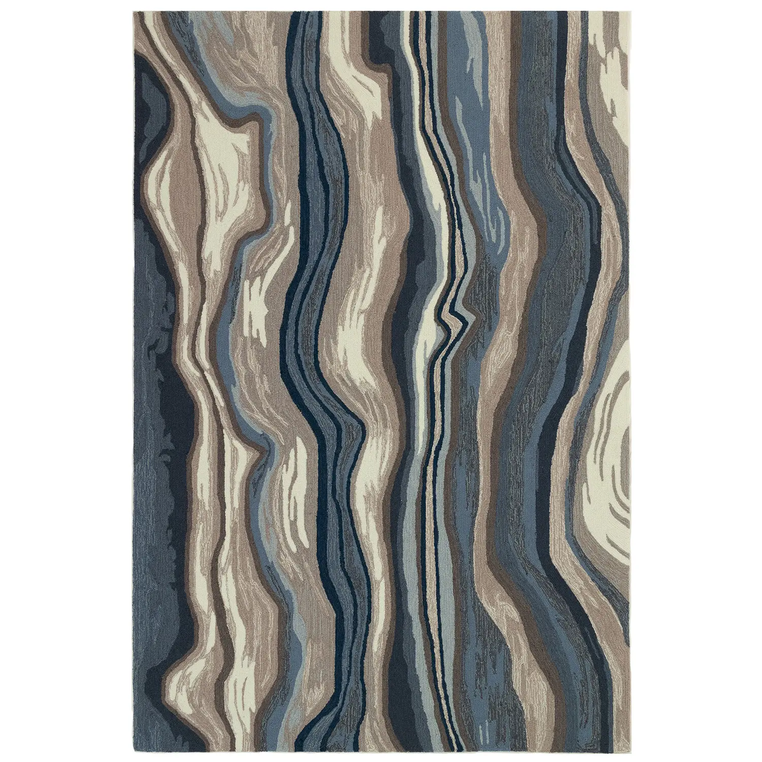 Liora Manne Ravella Indoor/Outdoor Durable Hand-Tufted  UV Stabilized Rug- Ipanema Blue/grey