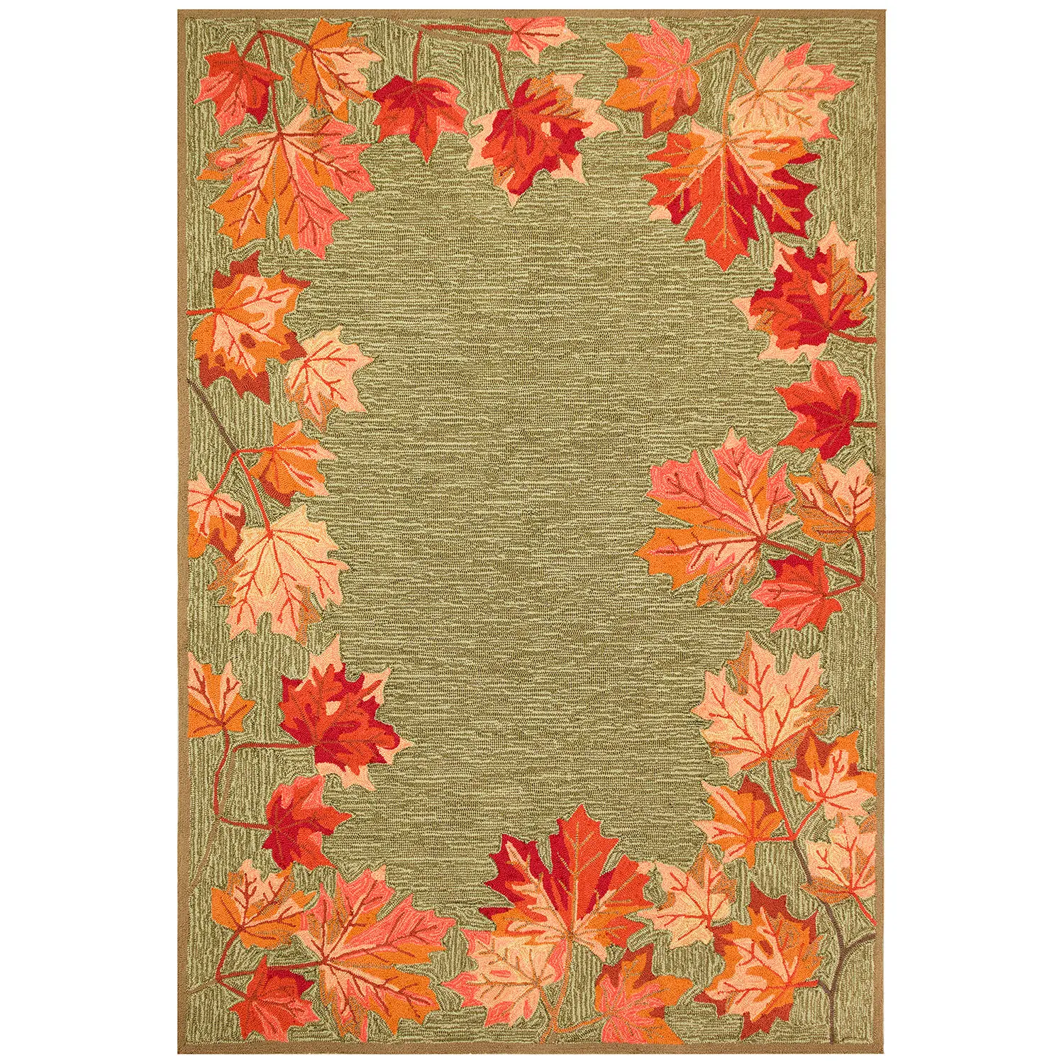 Liora Manne Ravella Indoor/Outdoor Durable Hand-Tufted  UV Stabilized Rug- Falling Leaves Border Mos Product Image