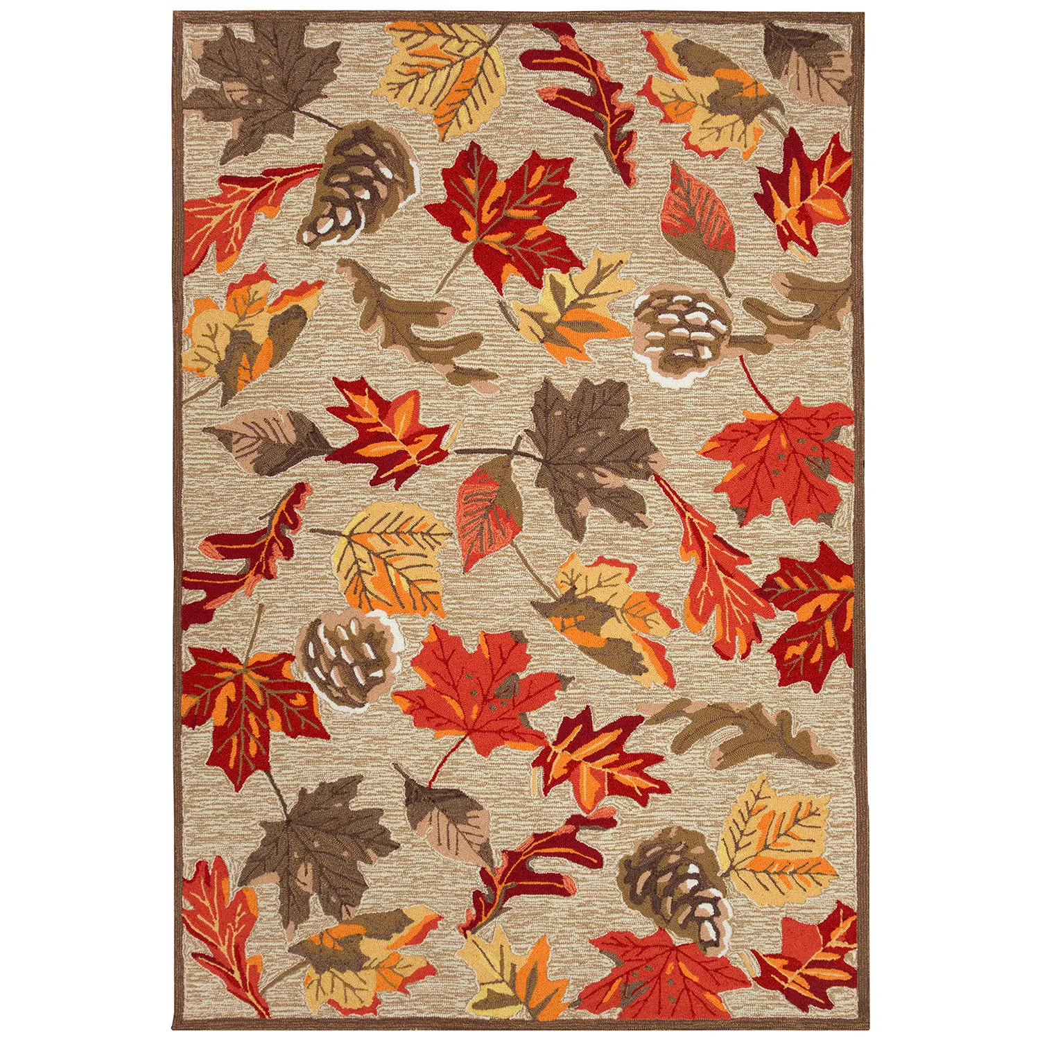 Liora Manne Ravella Indoor/Outdoor Durable Hand-Tufted  UV Stabilized Rug- Falling Leaves Natural Product Image