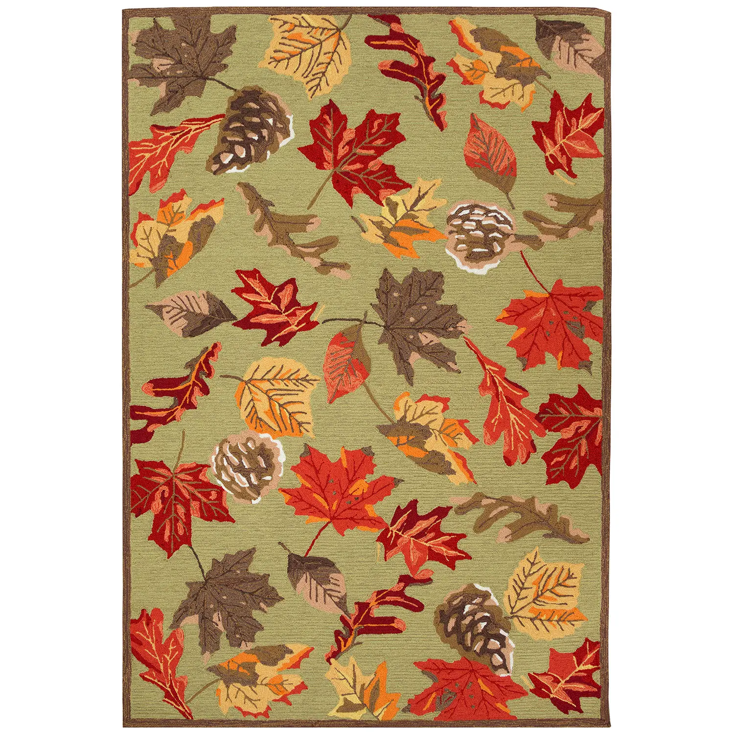 Liora Manne Ravella Indoor/Outdoor Durable Hand-Tufted  UV Stabilized Rug- Falling Leaves Moss Product Image