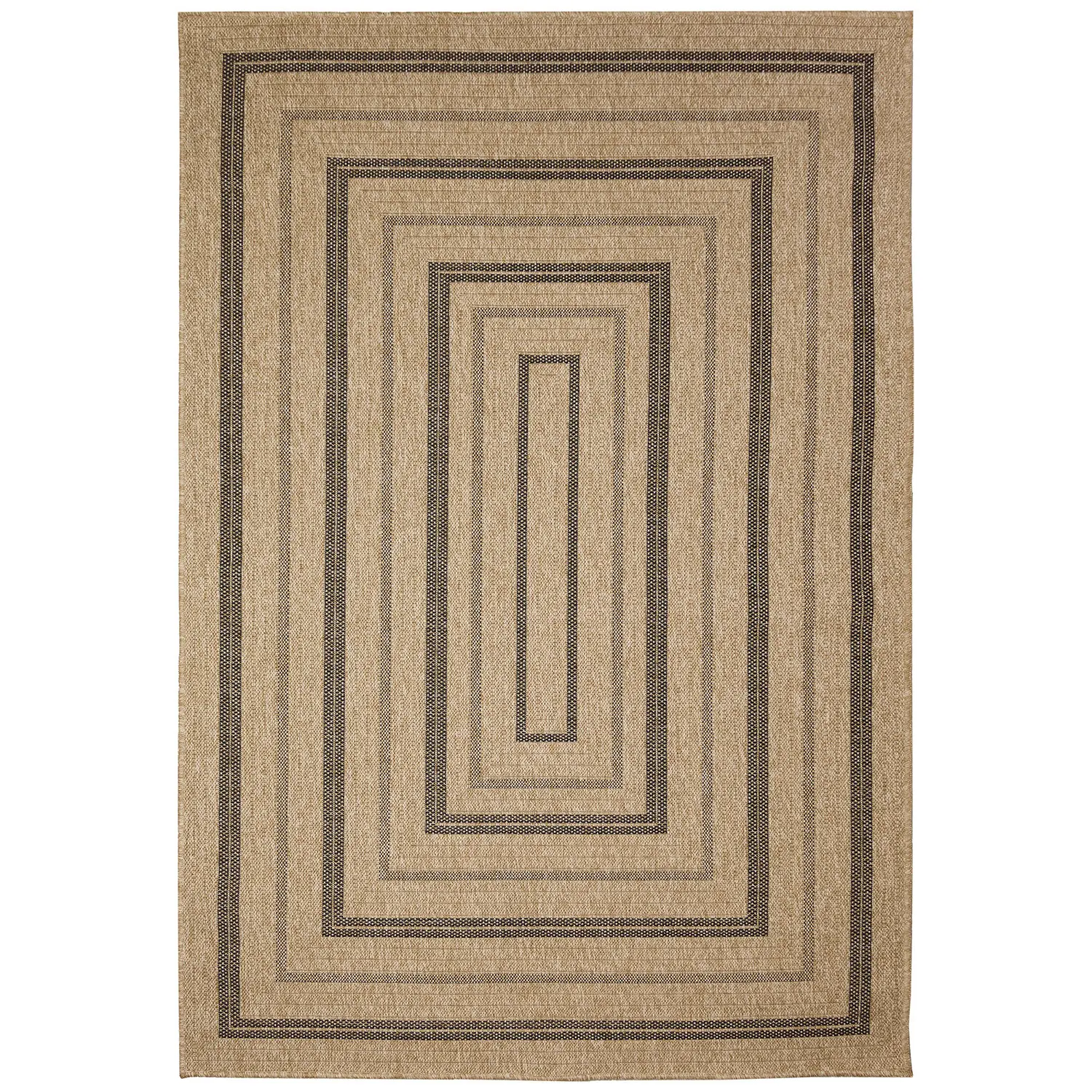 Liora Manne Sahara Low Profile  Easy Care Woven Weather Resistant Rug- Multi Border Natural  Product Image