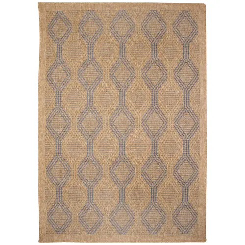 Liora Manne Sahara Low Profile Easy Care Woven Weather Resistant Rug- Links Navy