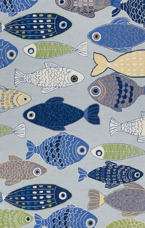 Sonesta 2010 Lt Blue Sea Of Fish Area Rug