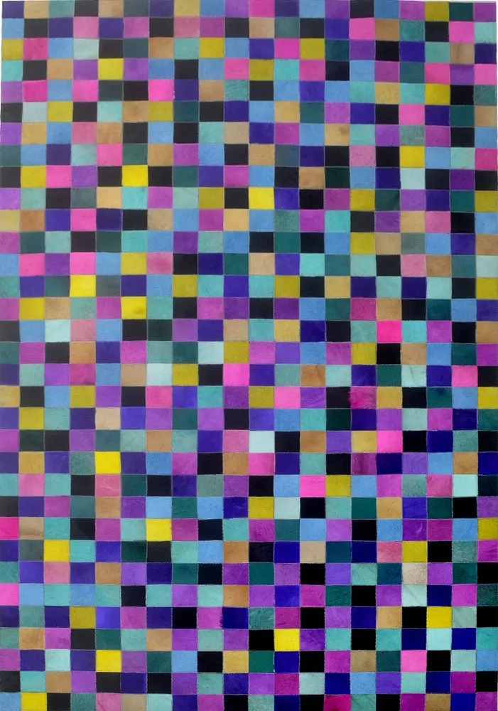 Modern Loom Multi-Colored Patterned Leather Rug 7