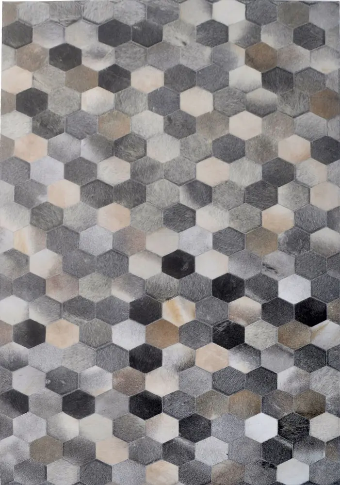 Modern Loom Gray Patterned Leather Rug 8