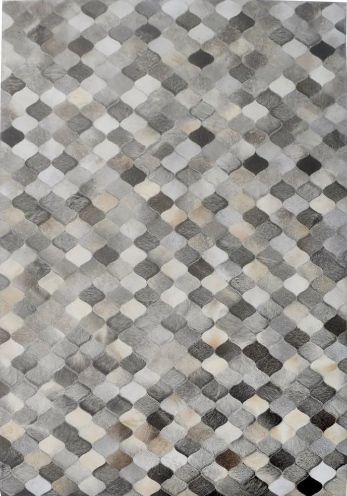 Modern Loom Gray Patterned Leather Rug 9