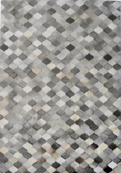 Modern Loom Gray Patterned Leather Rug 9