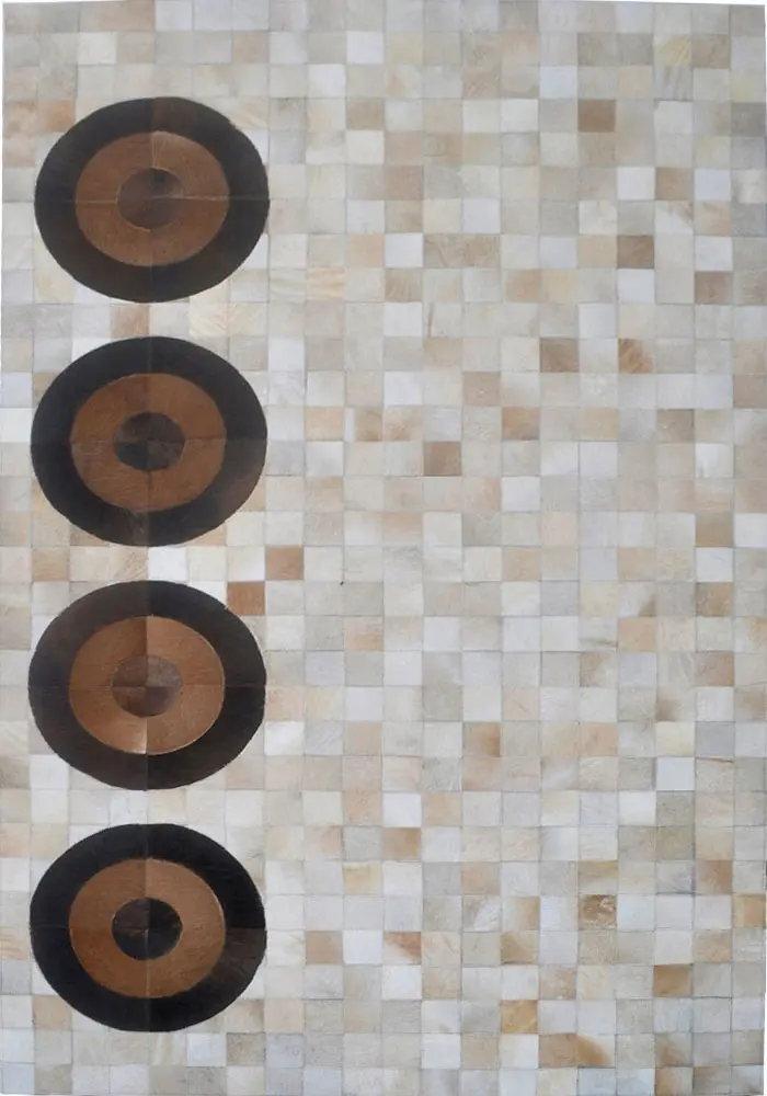 Modern Loom Gray Patterned Leather Rug