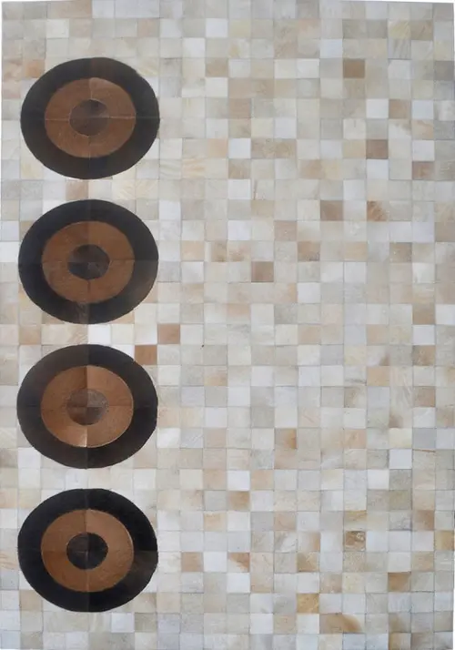 Modern Loom Gray Patterned Leather Rug