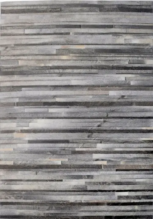 Modern Loom Gray Patterned Leather Rug 2