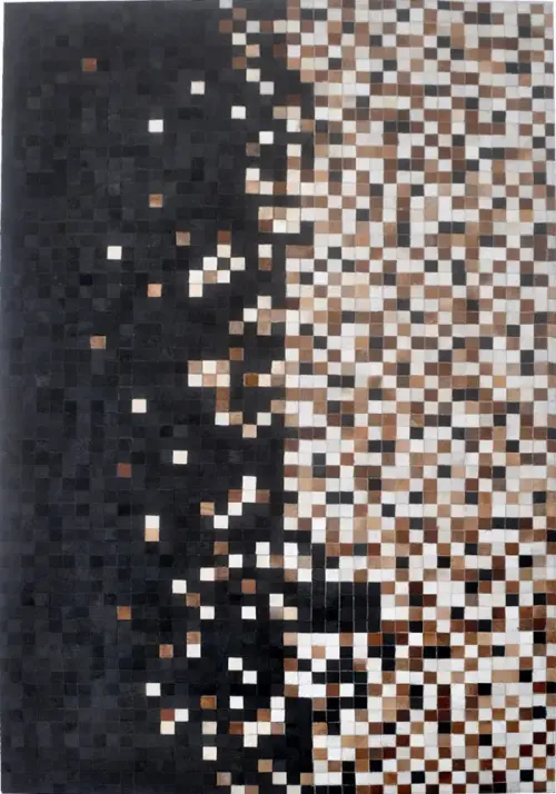 Modern Loom Black Patterned Leather Rug 2