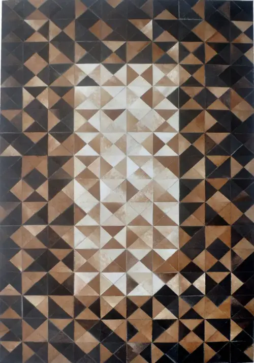 Modern Loom Multi-Colored Patterned Leather Rug