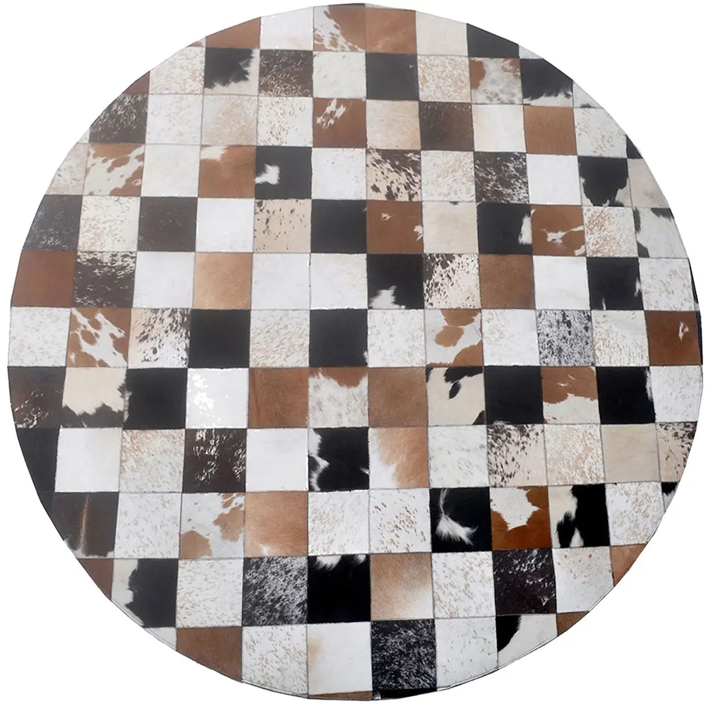 Modern Loom Multi-Colored Patterned Leather Rug 2