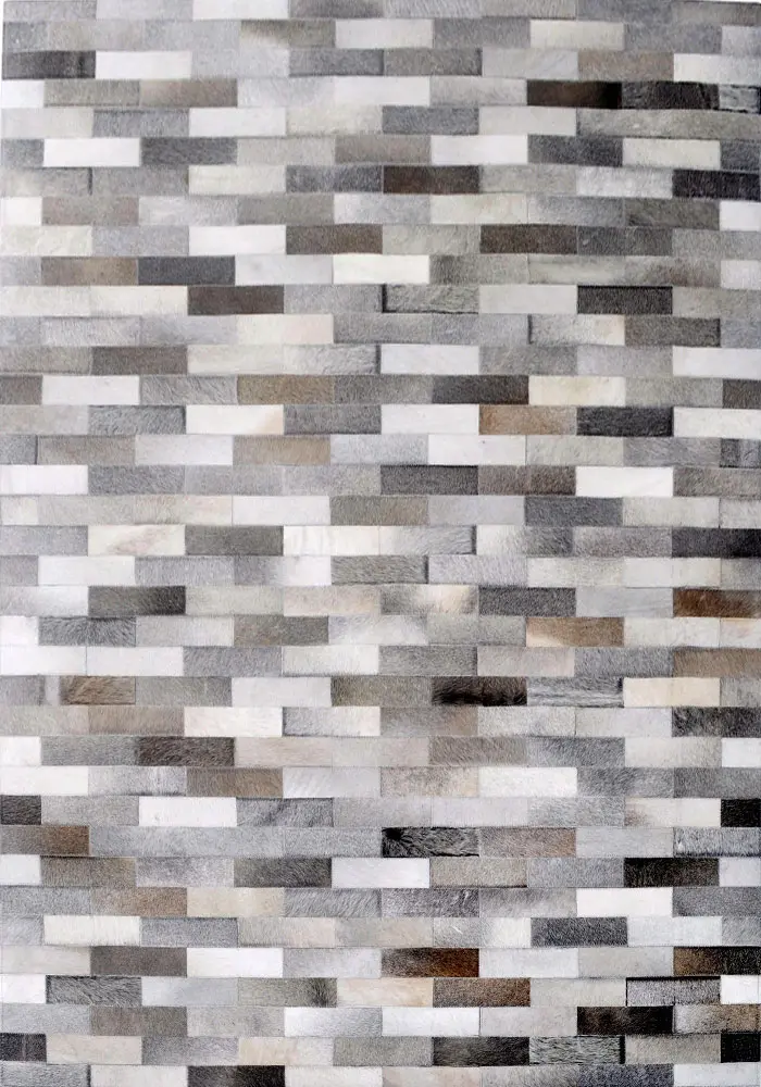 Modern Loom Gray Patterned Leather Rug 3