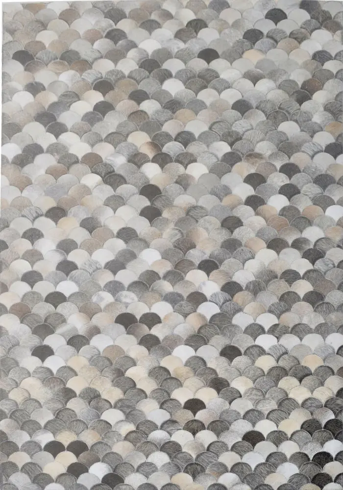 Modern Loom Gray Patterned Leather Rug 4