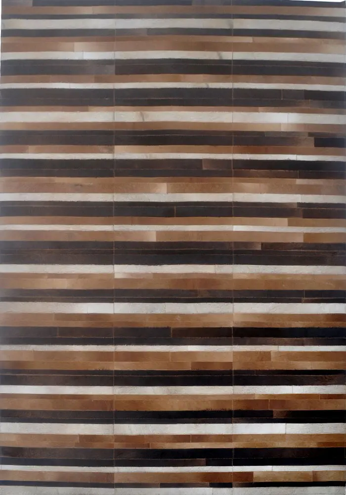 Modern Loom Brown Patterned Leather Rug 2